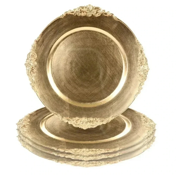 Other - NWOT Vintage Acrylic Charger Plates, Gold - Set of 4